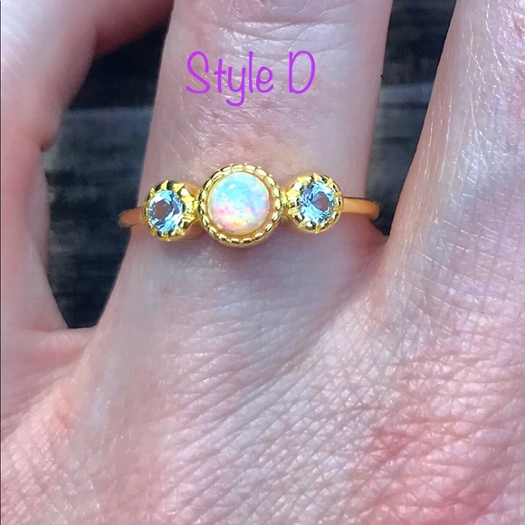 925 silver/ gold Stacking rings Sapphire + - Picture 6 of 16